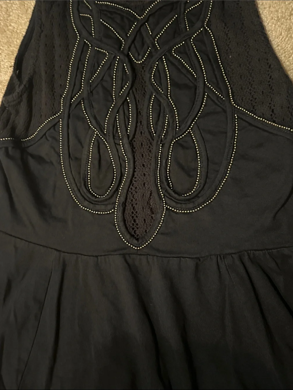 Free People Beaded Black Lace Sleeveless top